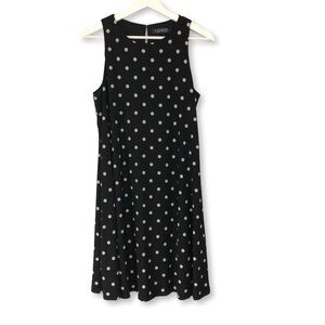 Lauren Ralph Lauren Black Polka Dot A Line Dress Size 8
